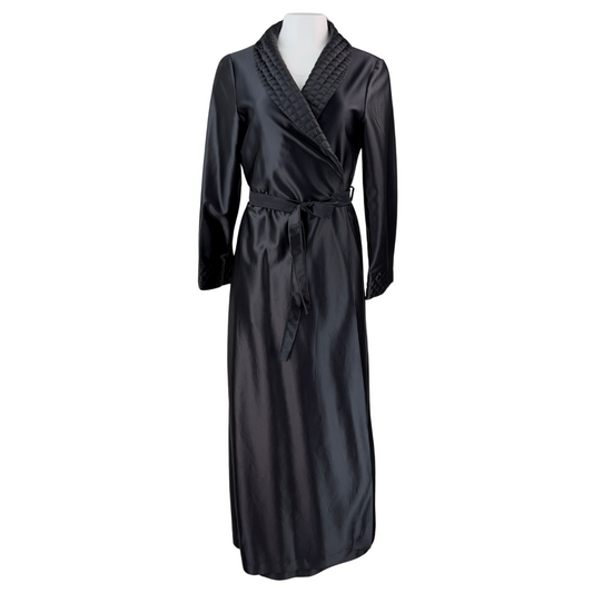 Vintage Sears Black Robe with Quilted Lapel