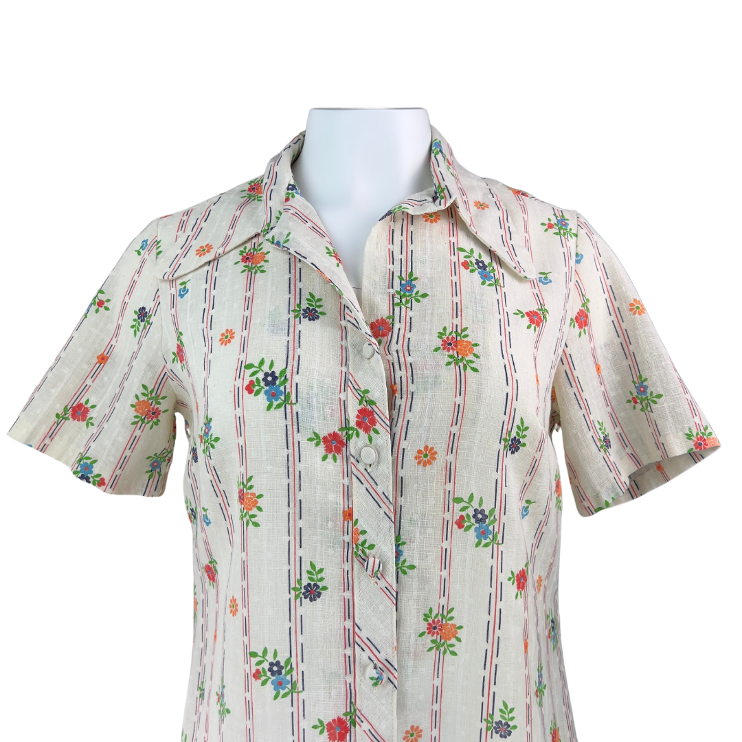 Vintage 1970's Collared Short Sleeve Dress