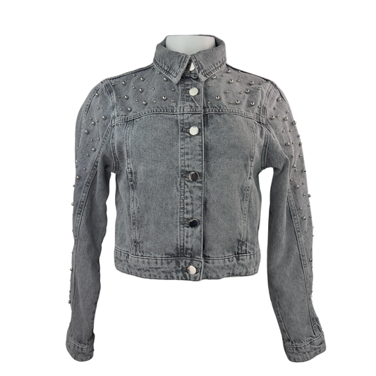 Zara Light Grey Croppped Denim Jacket