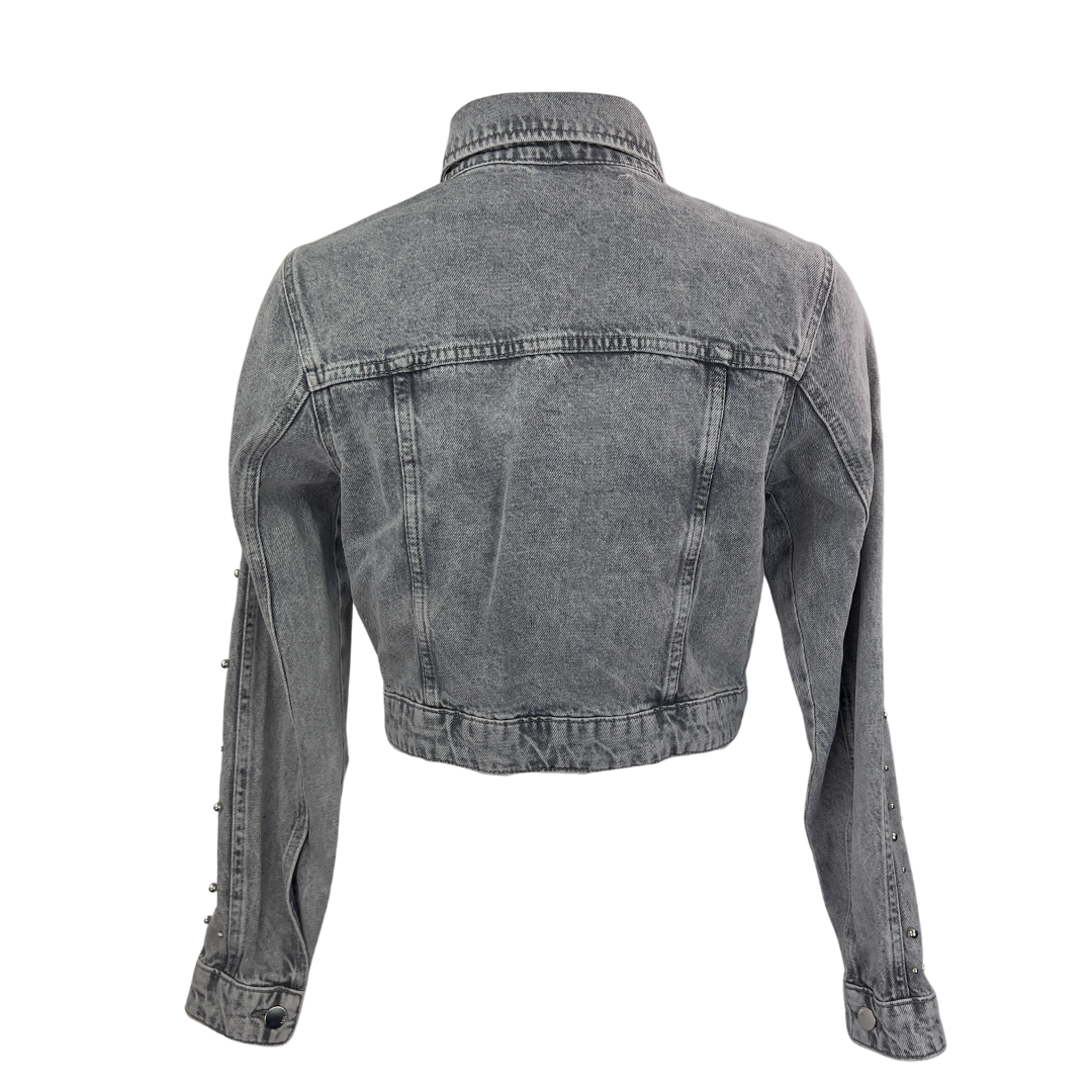 Zara Light Grey Croppped Denim Jacket