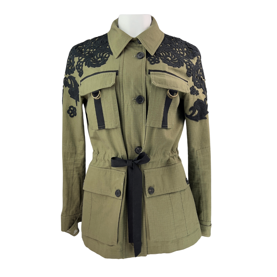 Veronica Beard Khaki Jacket with Black Lace