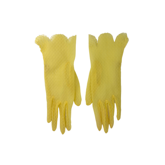 Yellow Mesh Glove with Scalloped Edges