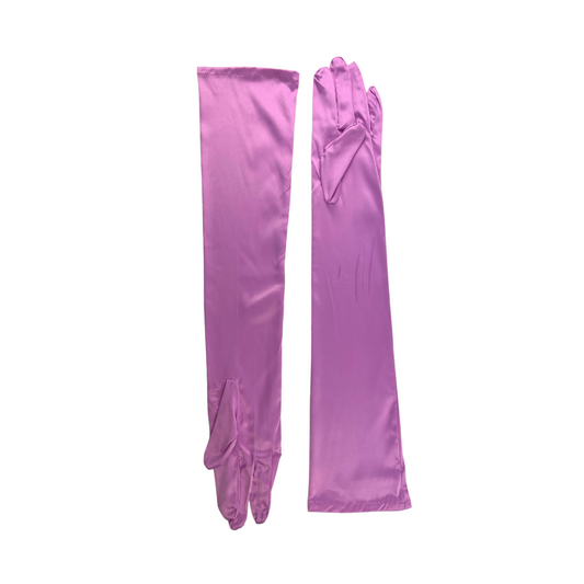 Long Satin Mauve Gloves