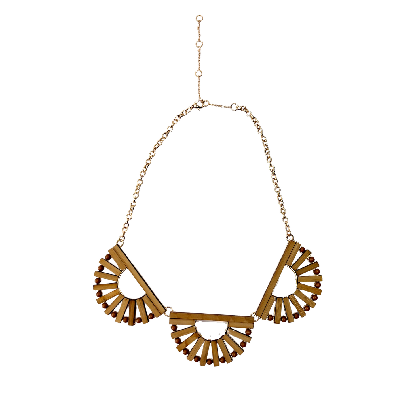 Triple Wooden Pendant Necklace