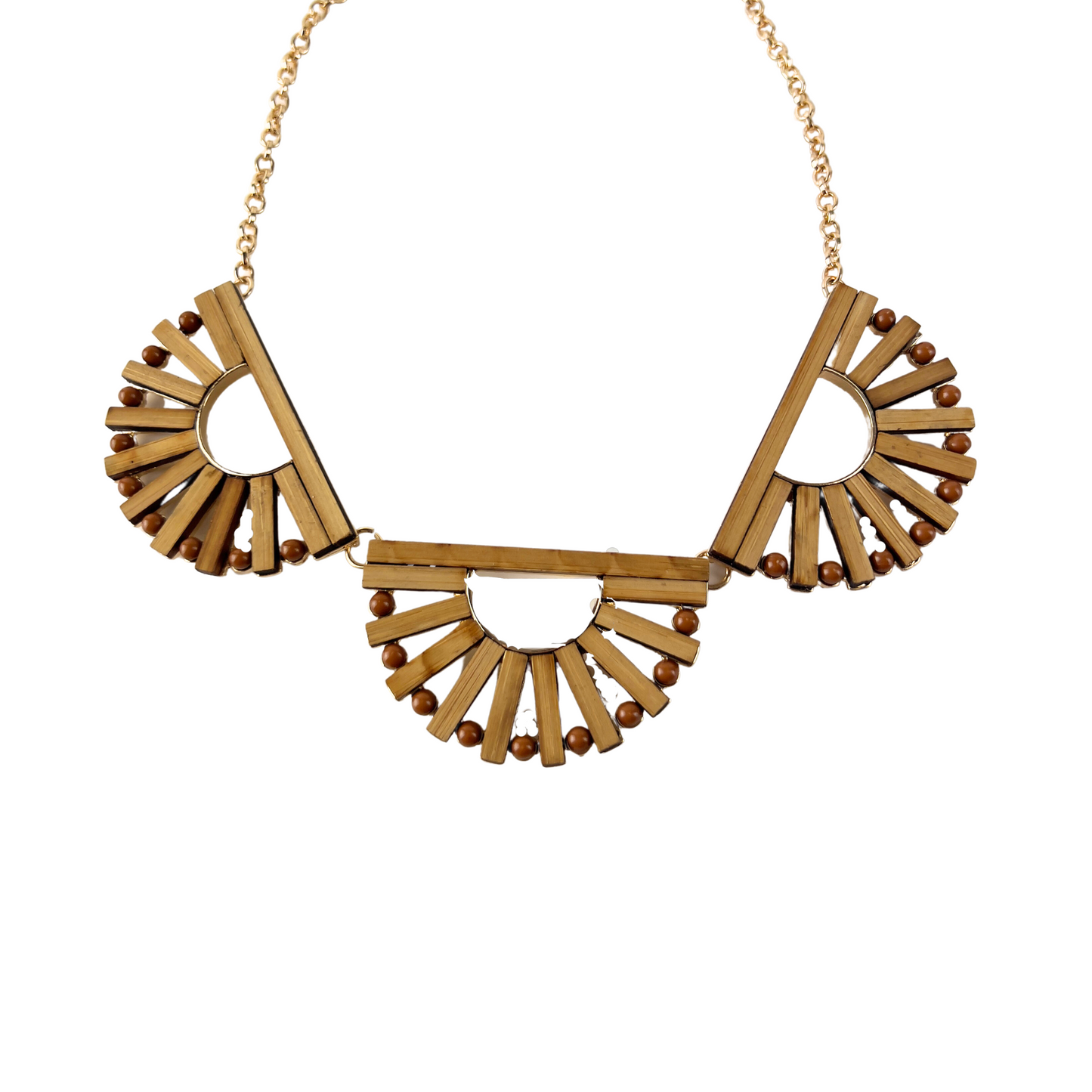 Triple Wooden Pendant Necklace