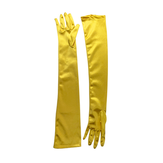 Long Yellow Satin Gloves