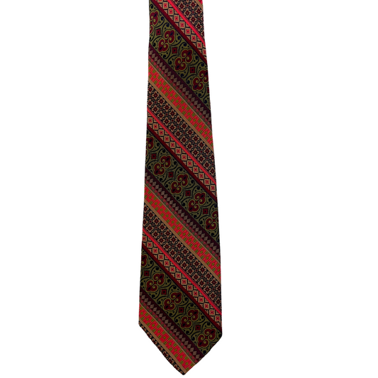1970's Orange and Green Ornate Stripe Tie