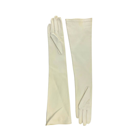 White Long Leather Gloves