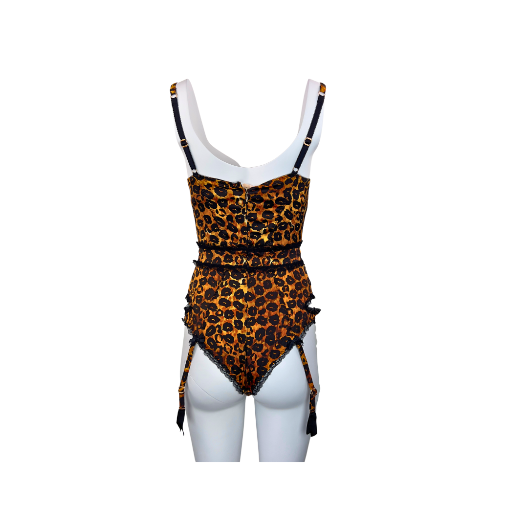 Agent Provocateur Leopard Print Bodysuit with Belt