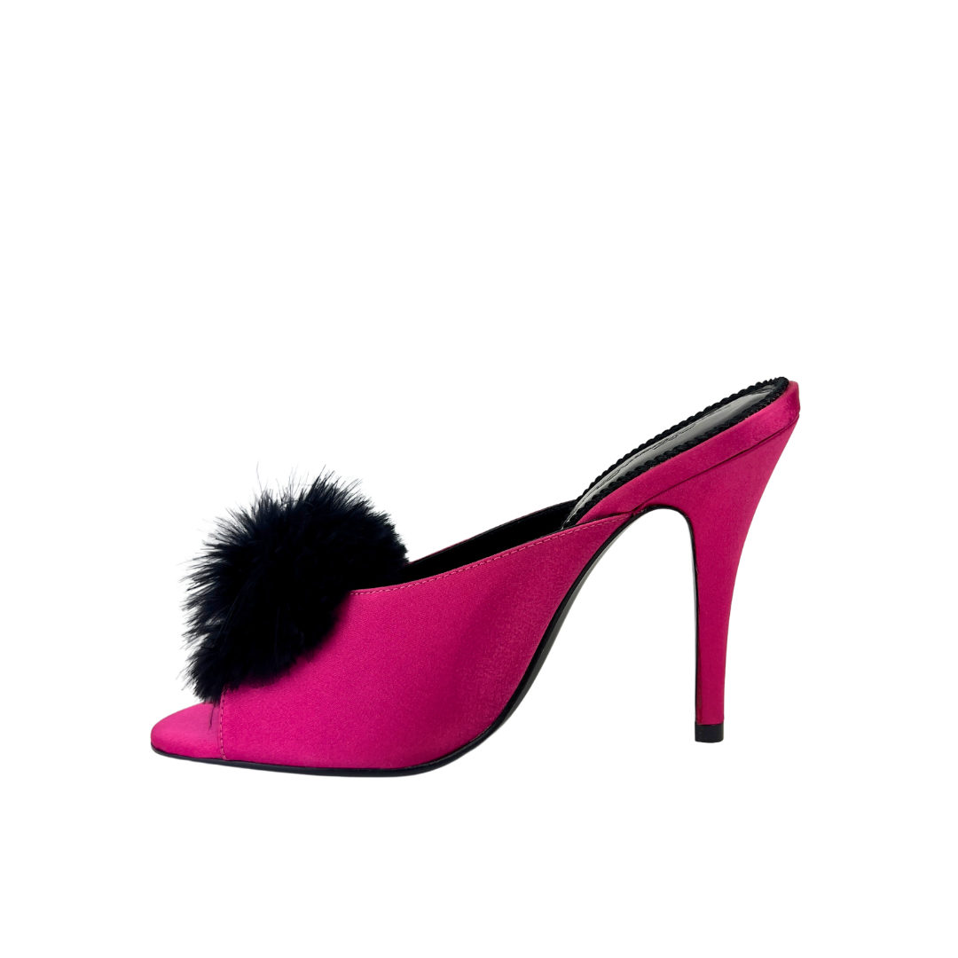 Agent Provocateur Fuscia Mules with Black Maribou