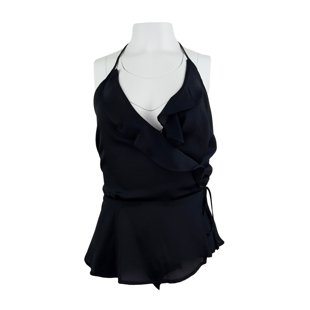 ASTR Black Halter Top with Ruffle