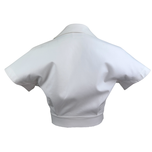 Alaia Cropped White Short Sleeve Top