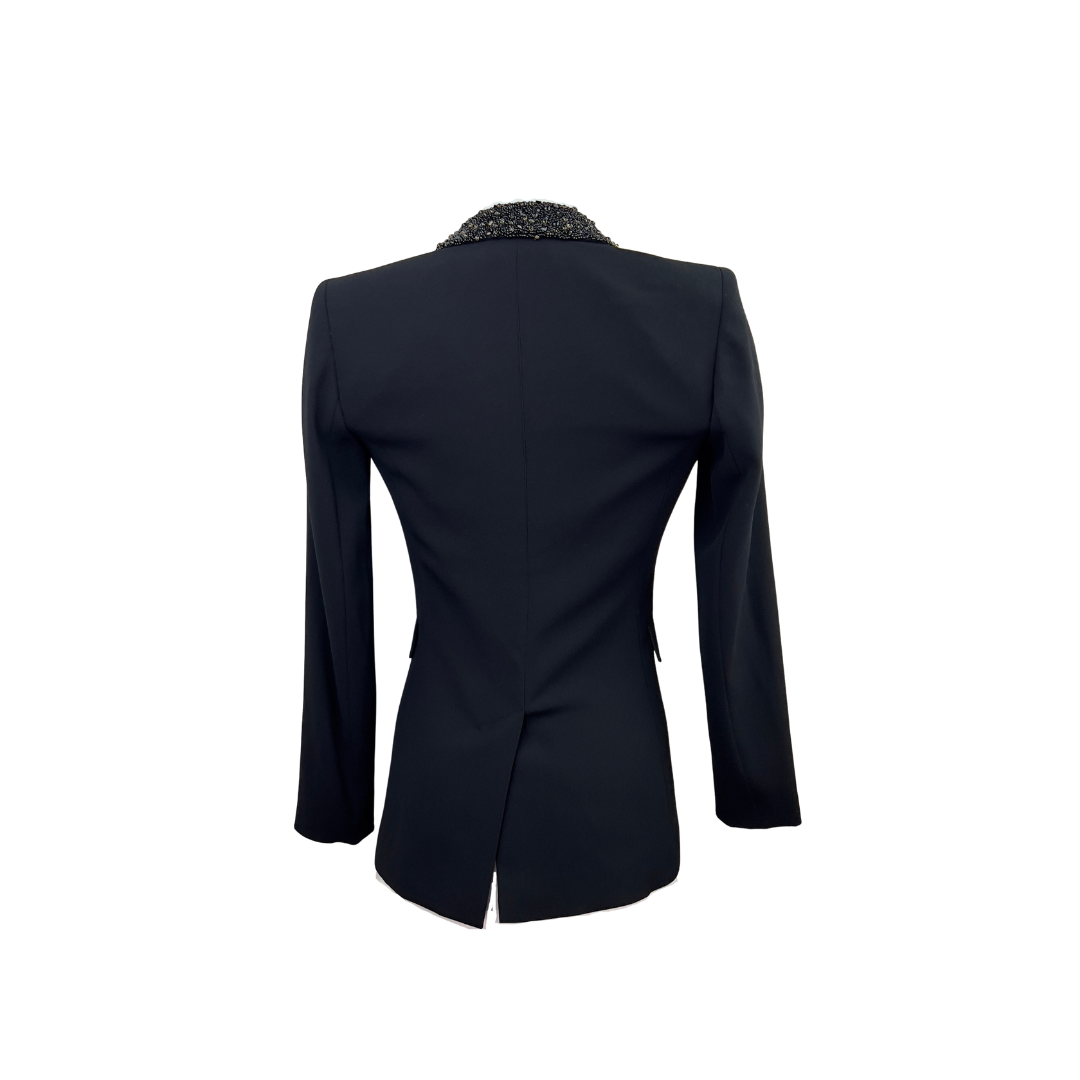 Alice and Olivia Black Blazer with Fully Beaded Lapel