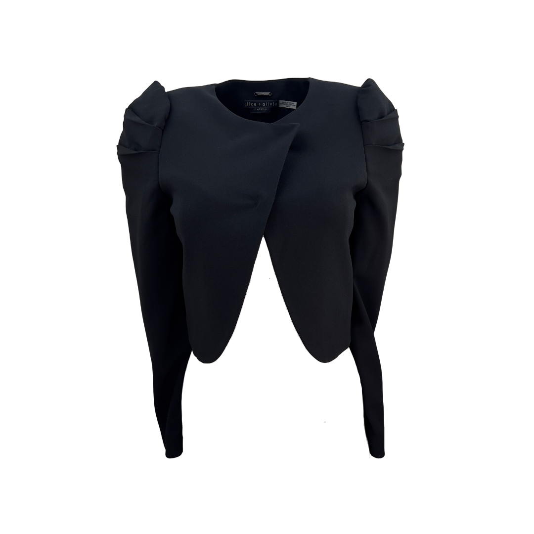 Alice and Olivia Black Cropped Blazer w/ Raised Shoulders