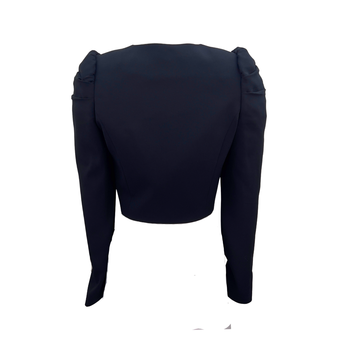 Alice and Olivia Black Cropped Blazer w/ Raised Shoulders
