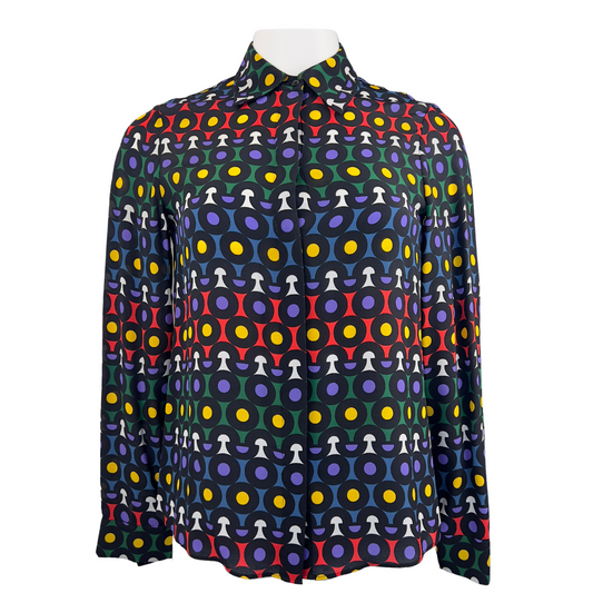 Alice and Oliva Geometric Print Silk Blouse in Multi Color