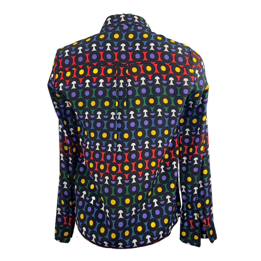 Alice and Oliva Geometric Print Silk Blouse in Multi Color