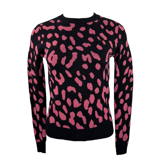 Alice and Olivia Black and Pink Leopard Sweater