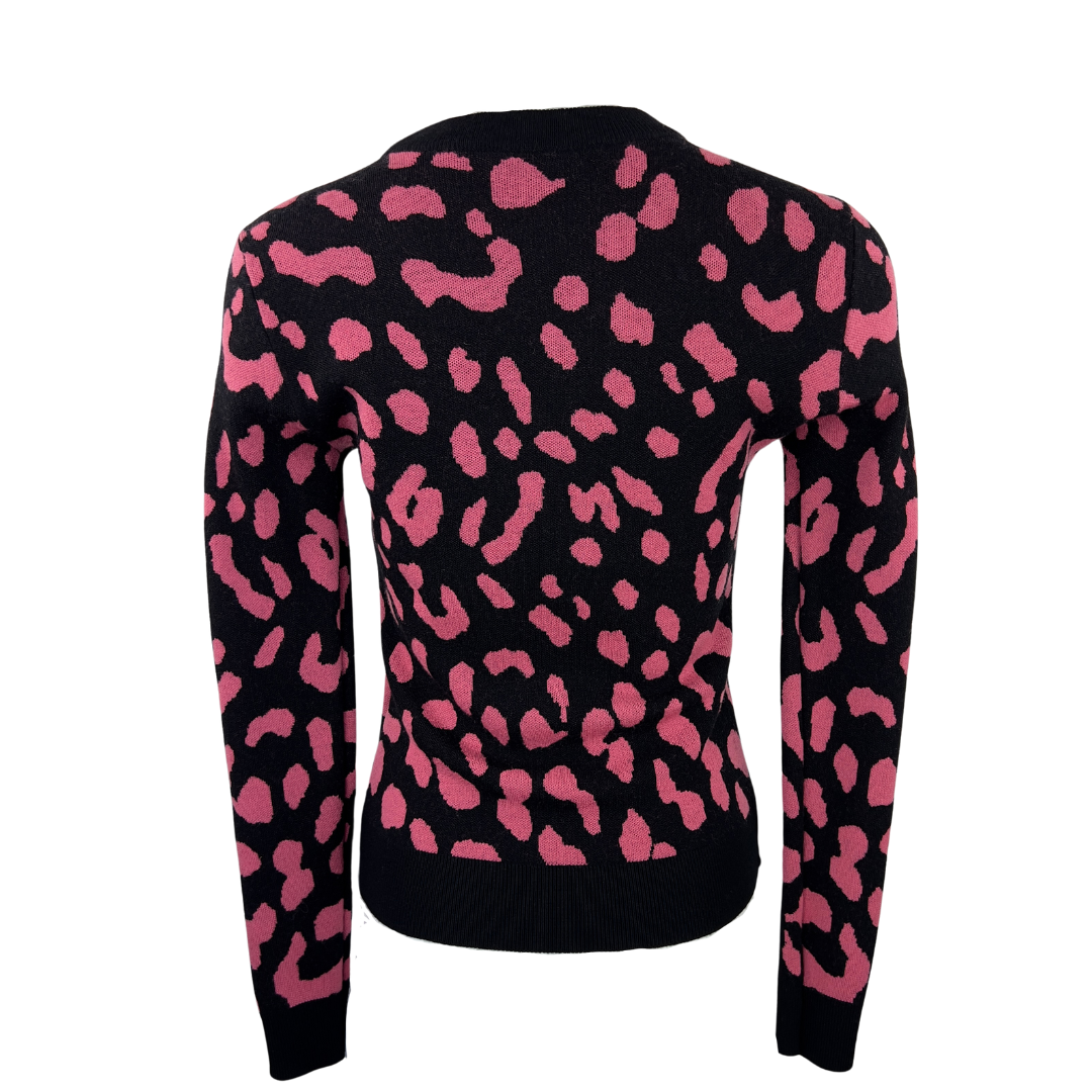 Alice and Olivia Black and Pink Leopard Sweater