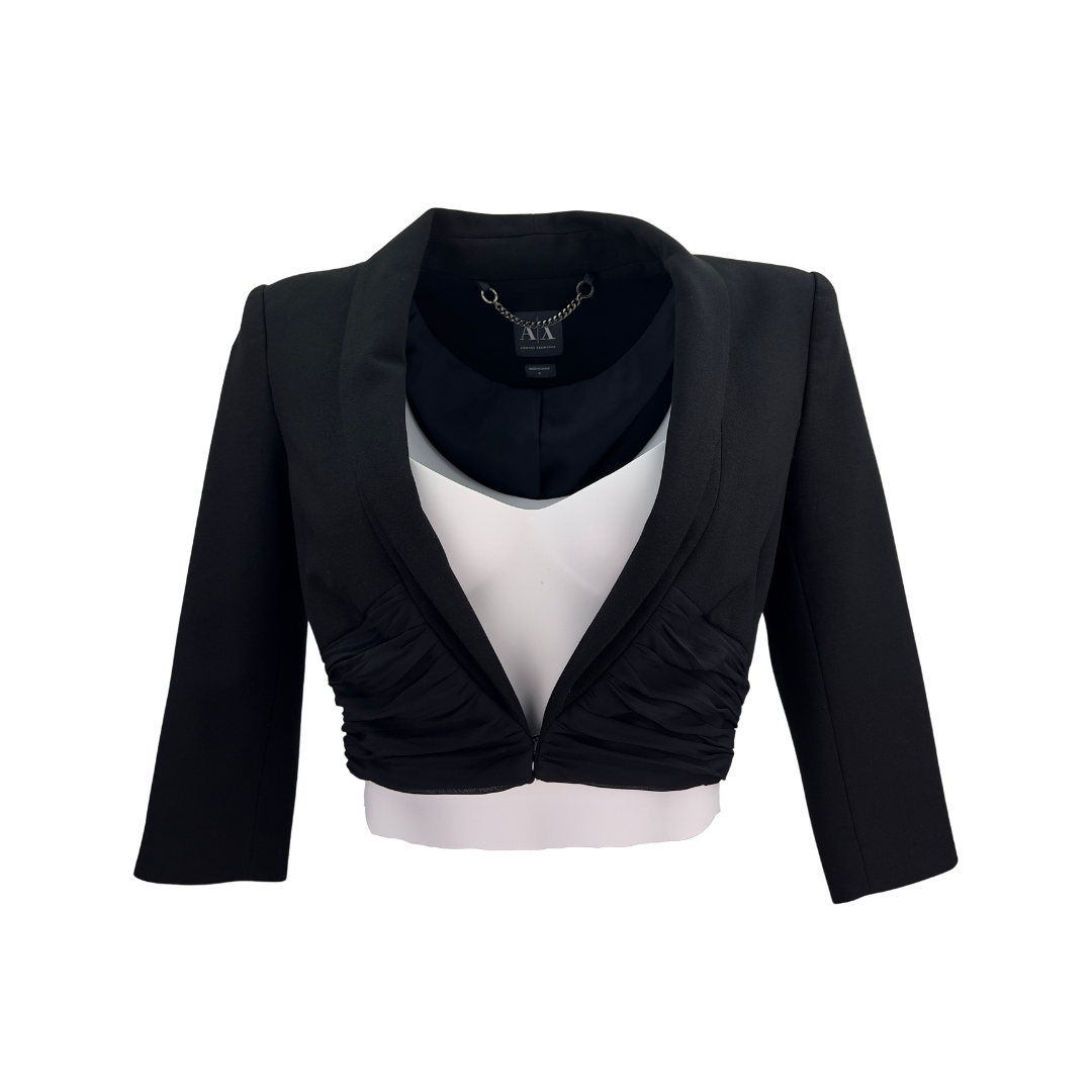 Armani Exchange Black Tuxedo Cropped Blazer