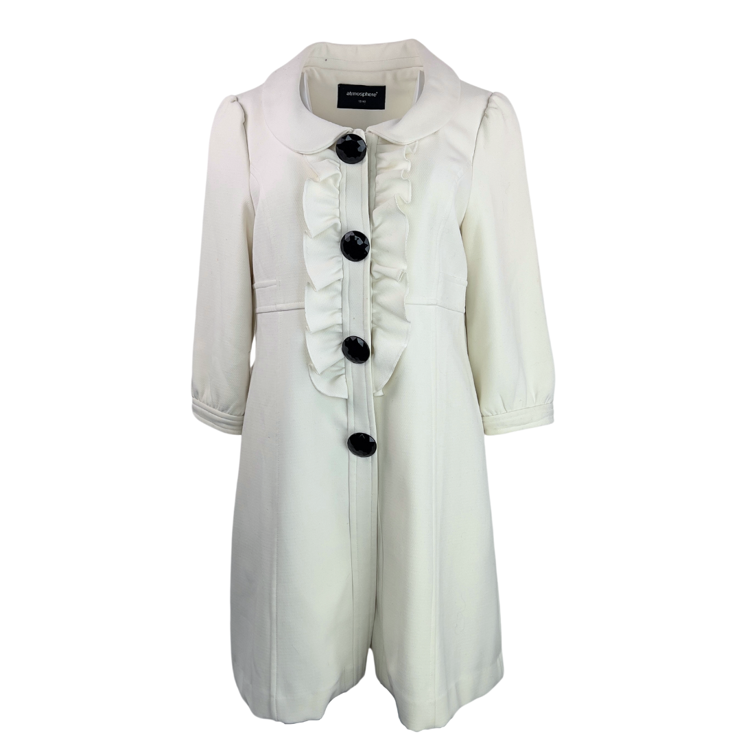 Atmosphere Cream Coat with Ruffle