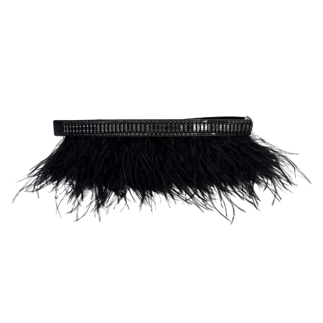 BCBG Leather Belt with Feathers