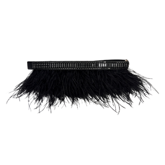 BCBG Leather Belt with Feathers