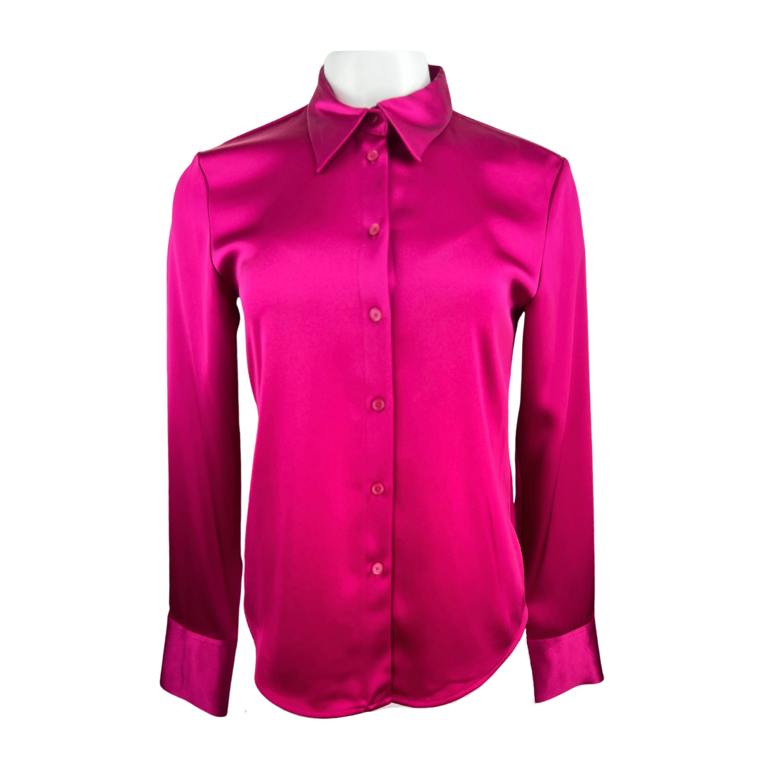 Babaton Fitted Fuchsia Satin Blouse