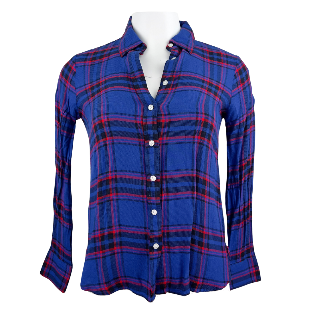 Banana Republic Blue and Pink Plaid Button Up Top