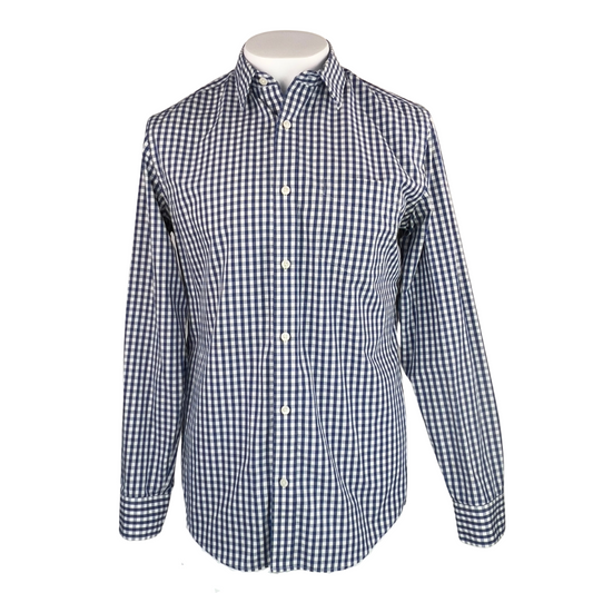 Banana Republic Navy and White Gingham Dress Shirt 15