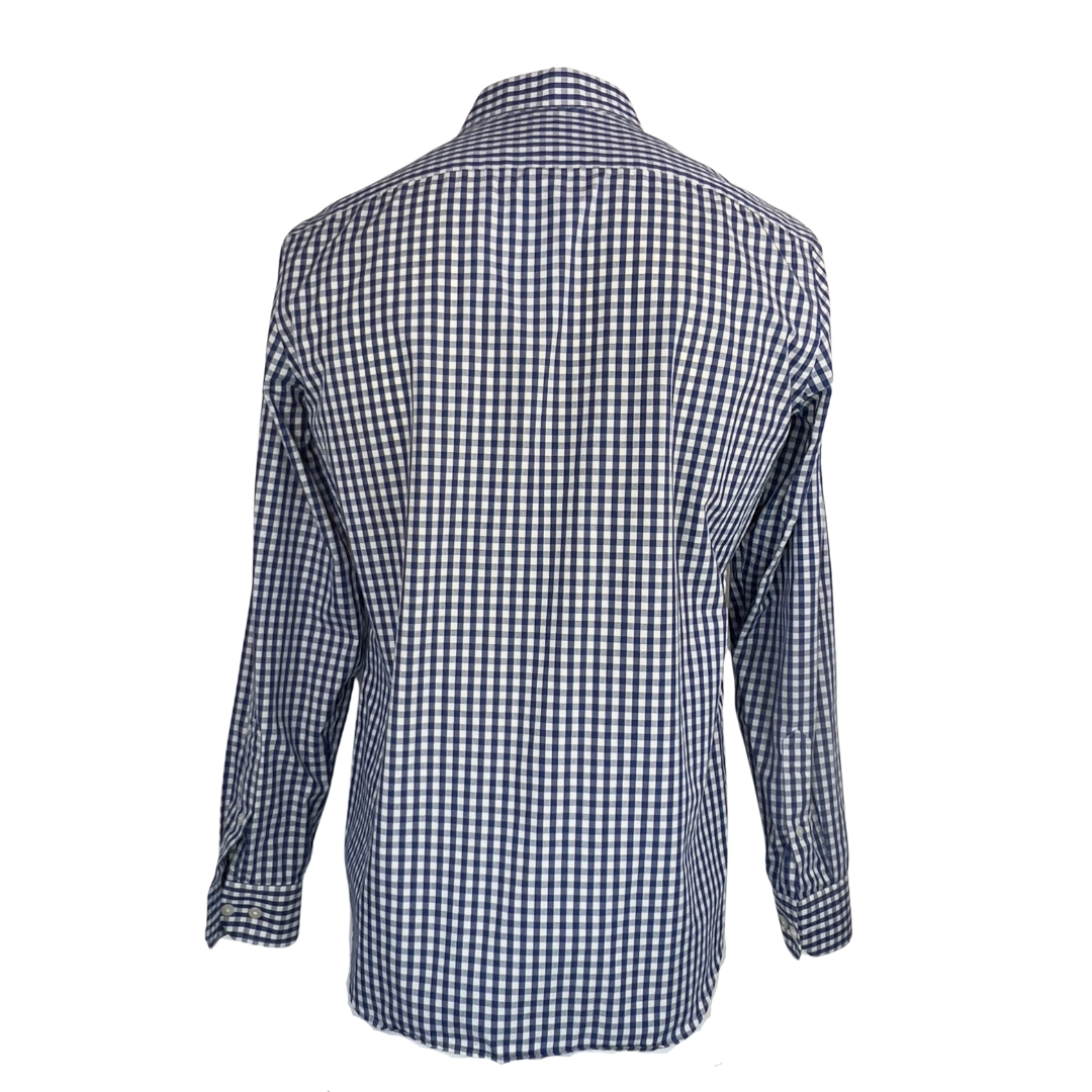 Banana Republic Navy and White Gingham Dress Shirt 15