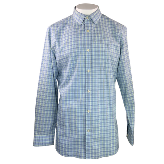 Banana Republic Blue and Green Plaid Shirt XL