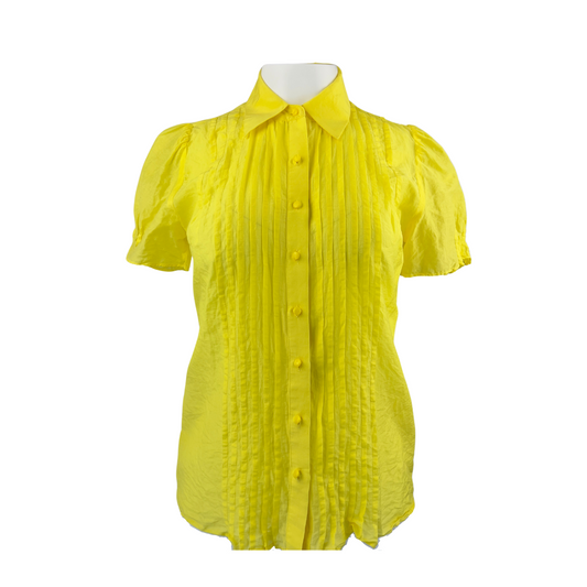 Banana Republic Yellow Short Sleeve Button Up Blouse