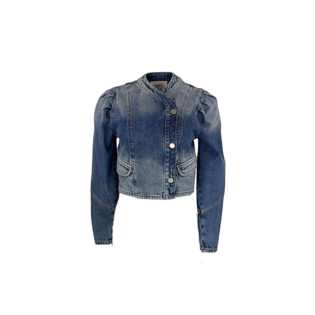 Bash Cropped Two Tone Denim Jacket