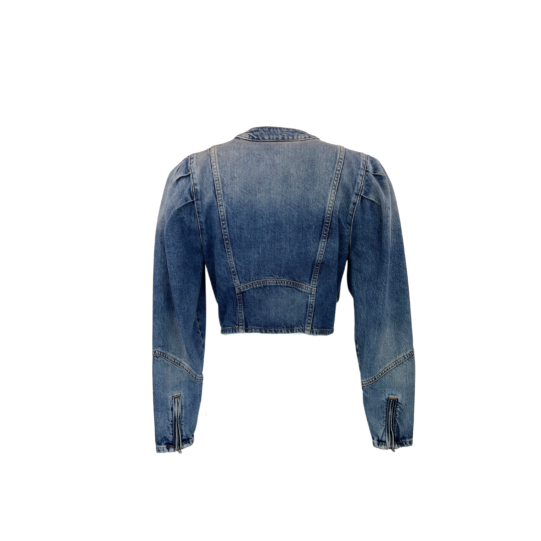Bash Cropped Two Tone Denim Jacket