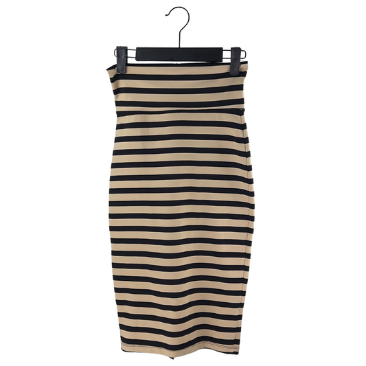 Bebe Beige and Black Striped Tube Skirt