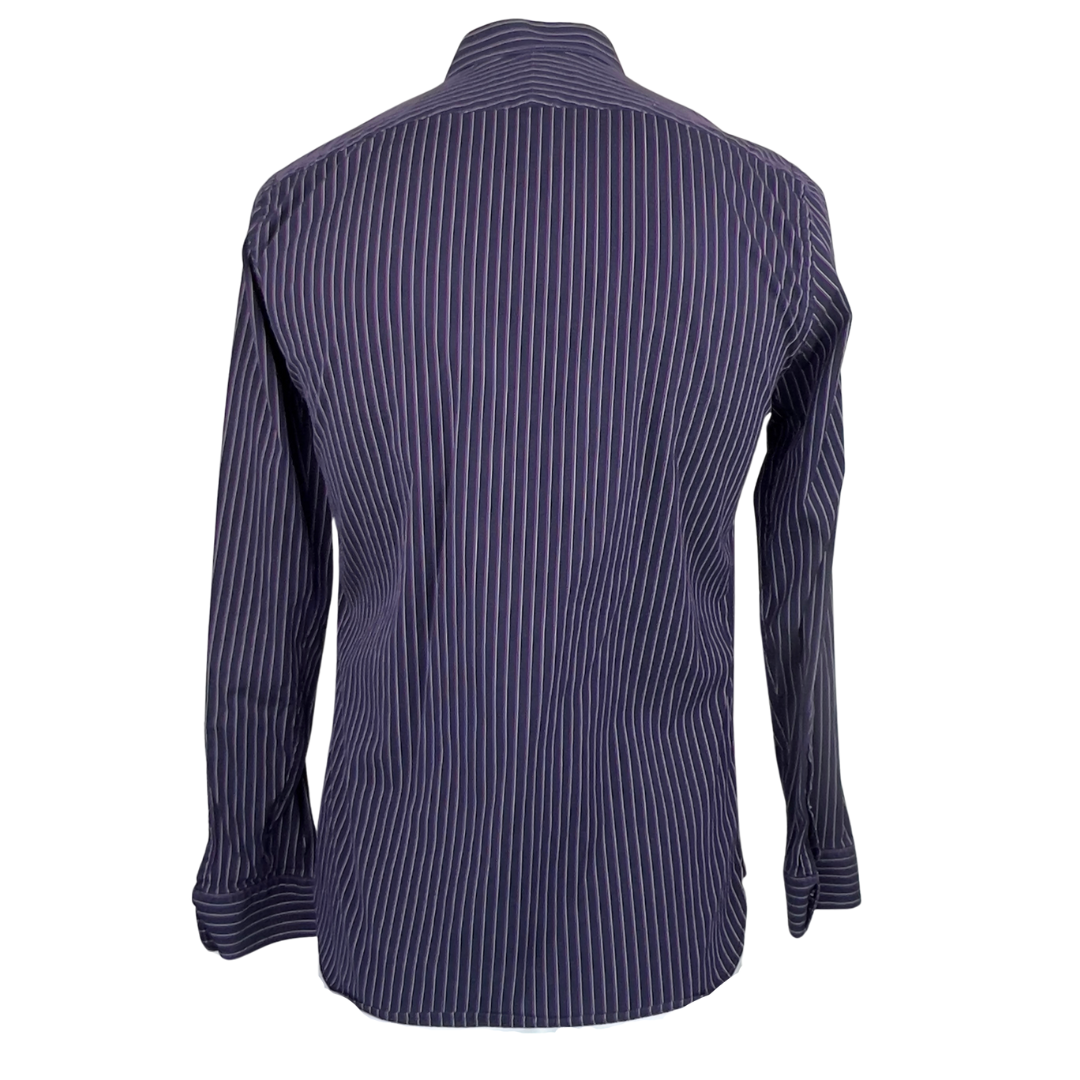 Ben Sherman Navy Dress Shirt with Purple Pinstripes 15.5