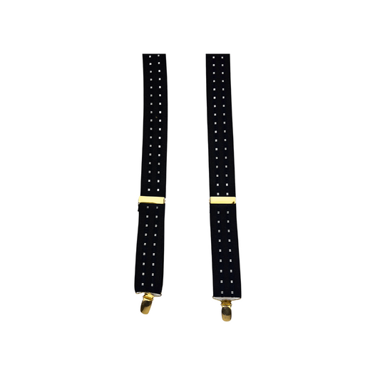 Black Suspender with Two Rows of Dots and Gold Hardware