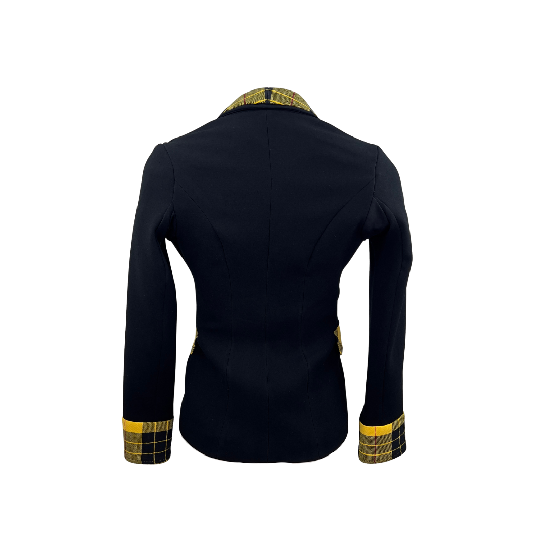 Judith and Charles Black Blazer with Yellow Plaid Collar