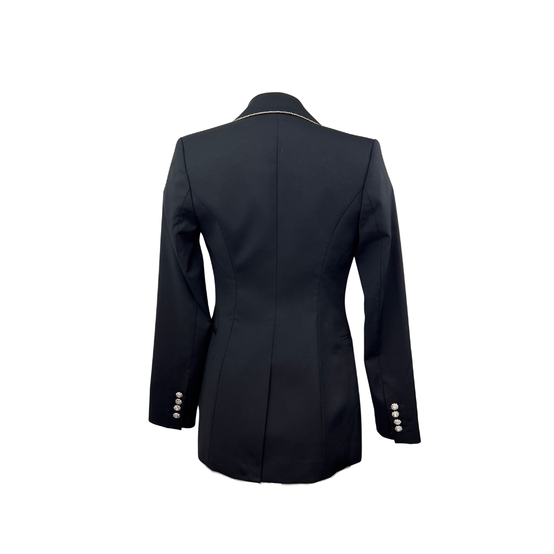 Rebecca Valence Black Longline Blazer with Crystal Trim and Buttons