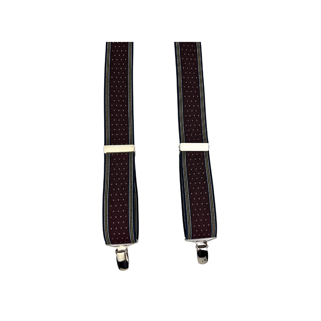 Black Suspenders with White Dots and Striped Sides