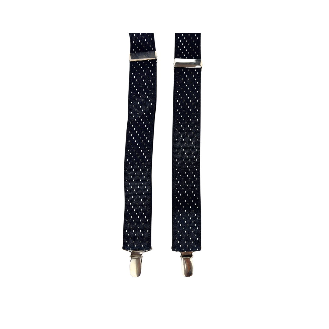 Black Suspenders with White Dots