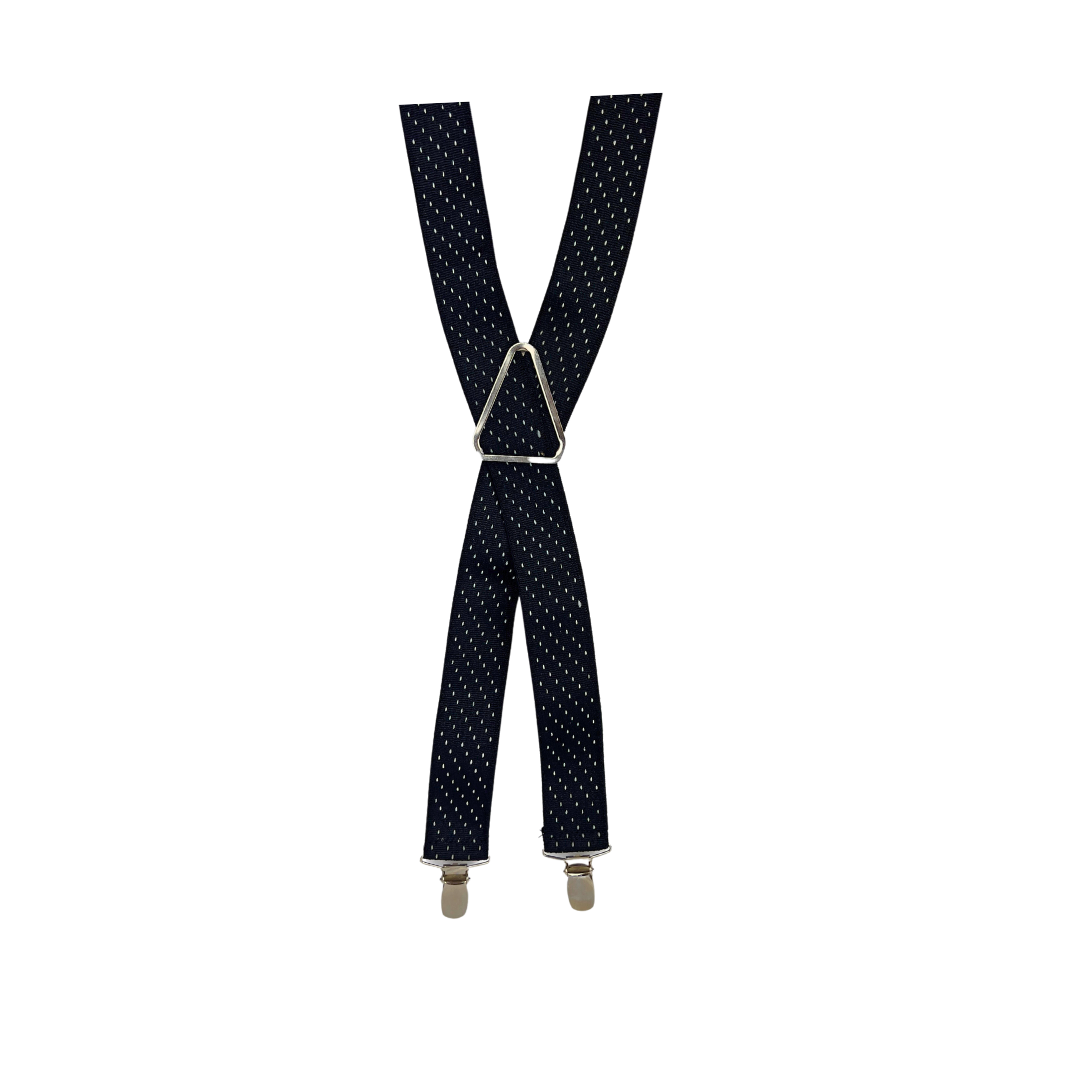 Black Suspenders with White Dots