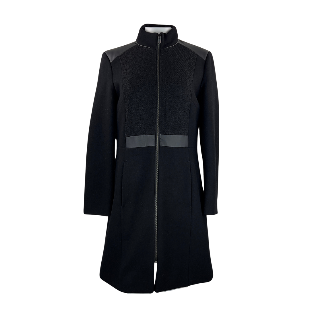 Cleo Black Wool and Leather Coat