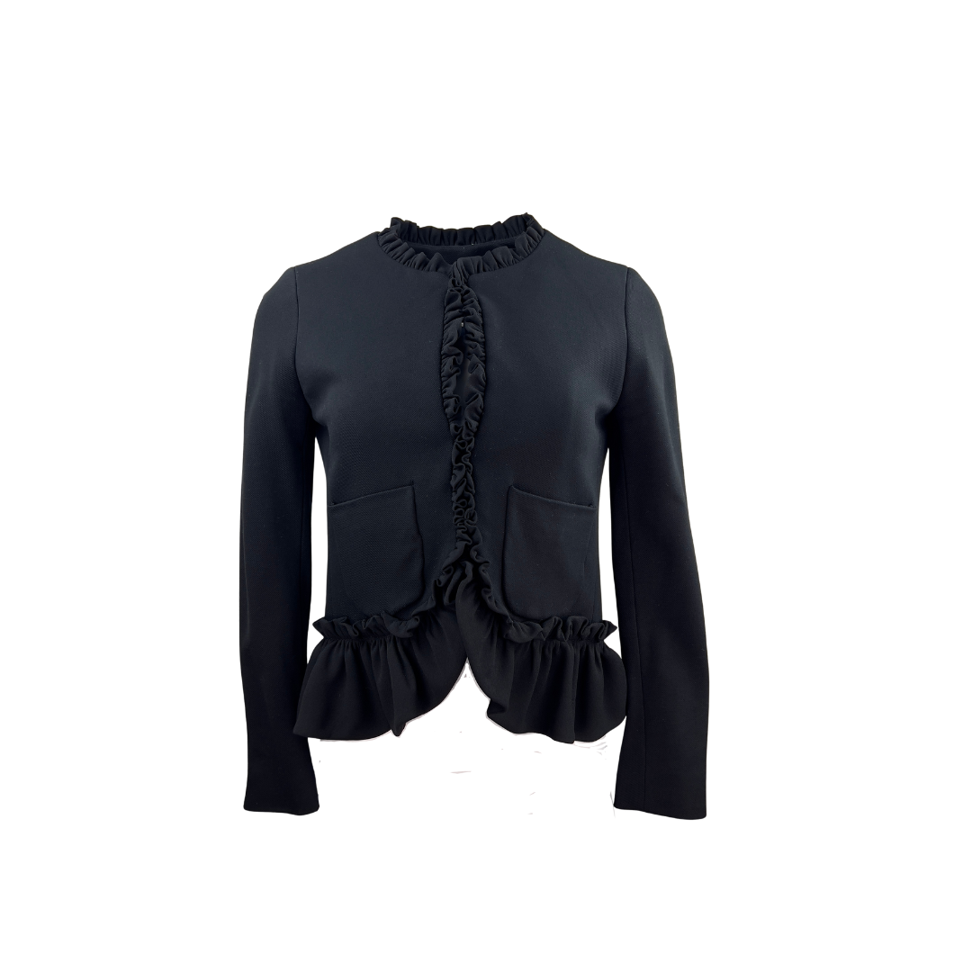 J. Crew Black Blazer with Ruffle Trim