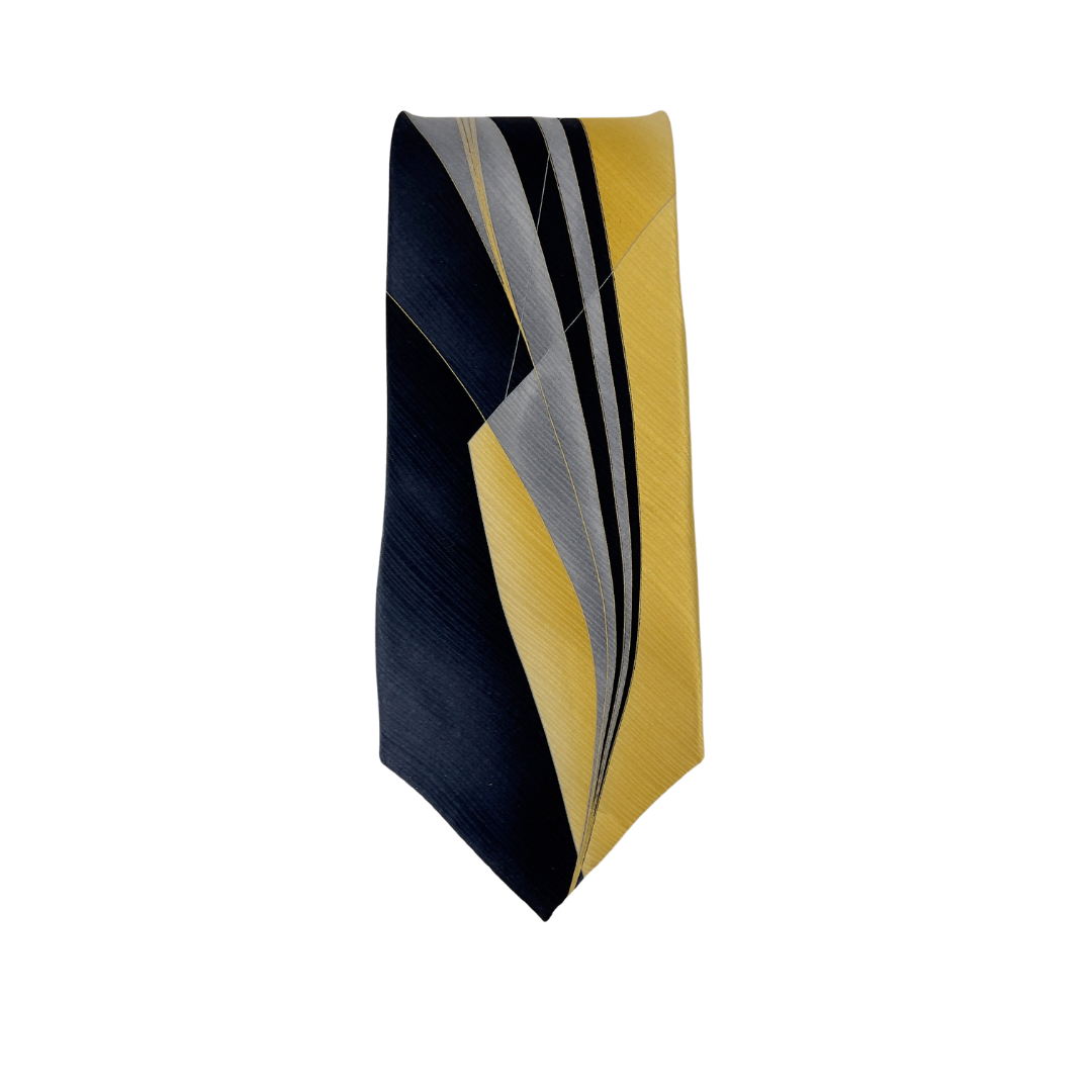 Black, White, Yellow and Grey Art Deco Printed Tie