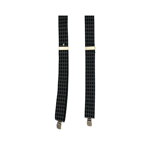 Black and Grey Plaid Suspenders