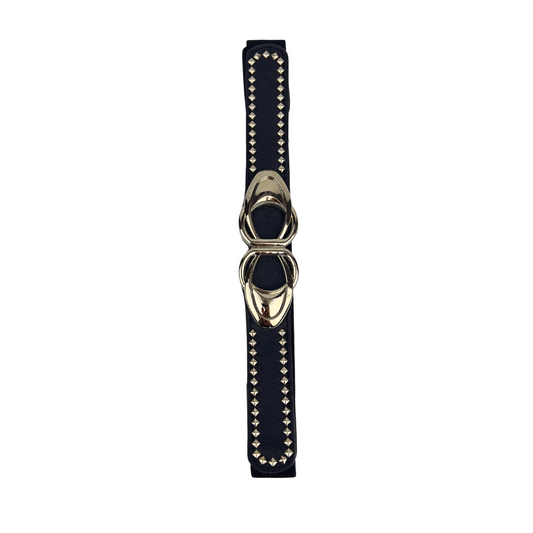 Black Faux Leather Belt with Silver Buckle and Studs