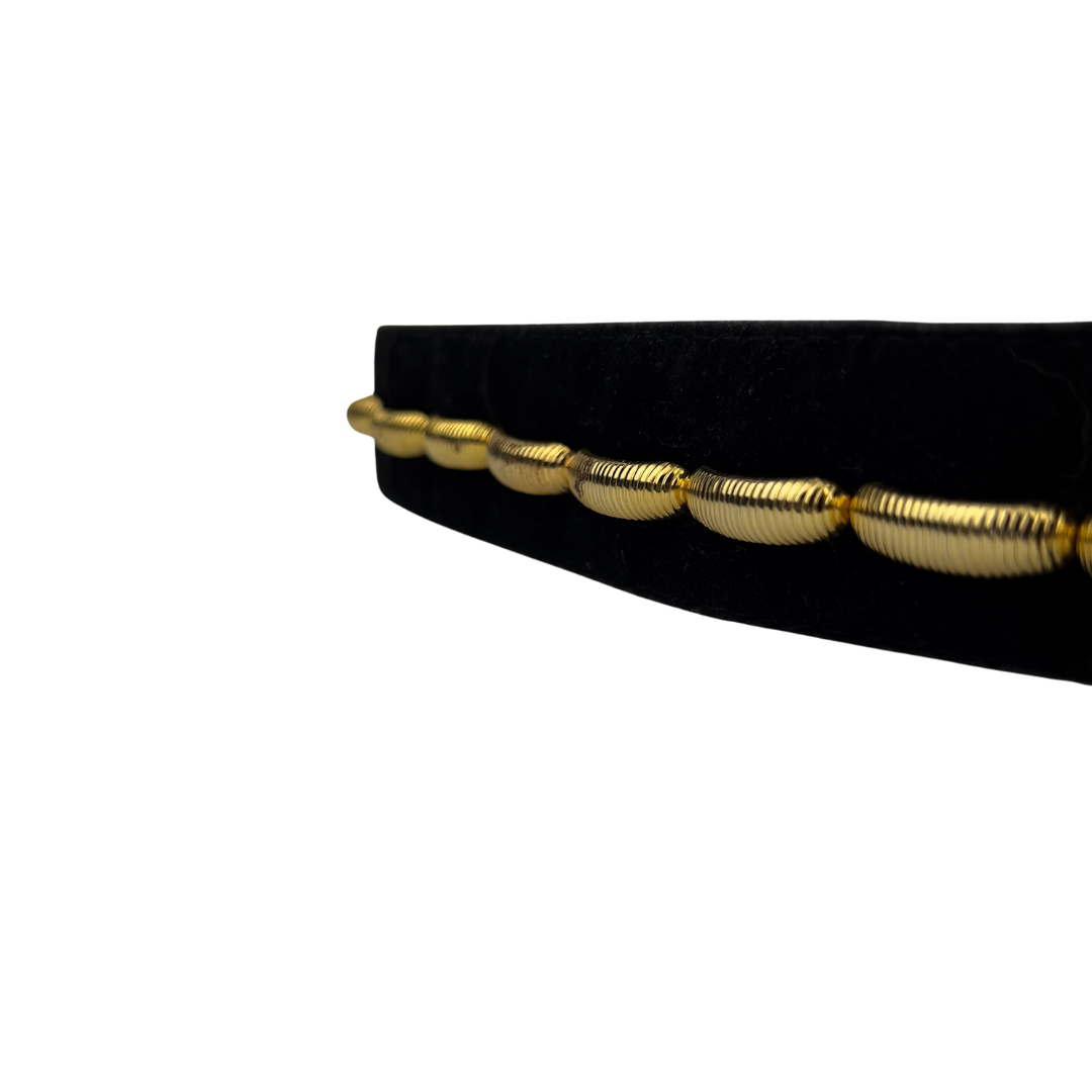 Black Velvet Belt with Gold Detail