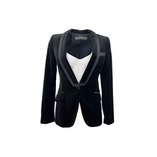 Zara Black Velvet Tuxedo Blazer with Trim